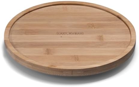 9.75" Bamboo Lazy Susan Revolution Turntable w/Rim – Rotating Bamboo Organizer Tray for Kitchen, Spices, Table, or Bathroom, Non-Slip, 360° Turnable image 4