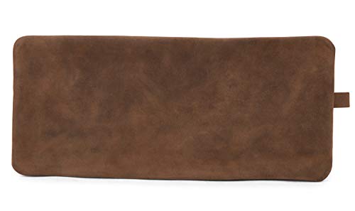 Image of LEABAGS Fort Vaux Pencil case Made of Genuine Buffalo Leather in Vintage Look I Leather case I Small Pencil case I 21,5x8,5cm, Sugar Cane Brown - Suede, Fort Vaux (Large), Fort Vaux