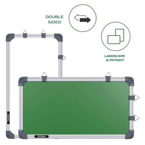 Image of GOSHU Non Magnetic 1 feet x2 feet Double Sided White Board and Chalk Board Both Side Writing Boards, One Side White & Reverse Side Green Surface (1x2 feet with Whiteboard Marker & Duster)