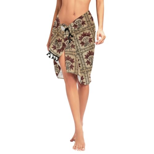 Traje de baño William Morris con estampado de hoja de arce roja para natación 4