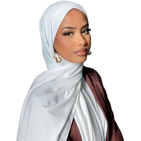Harewom Large Hijab Scarf for Muslim Women Soft Head Wraps for Black Woman Turban Headwraps Scarves White Cover