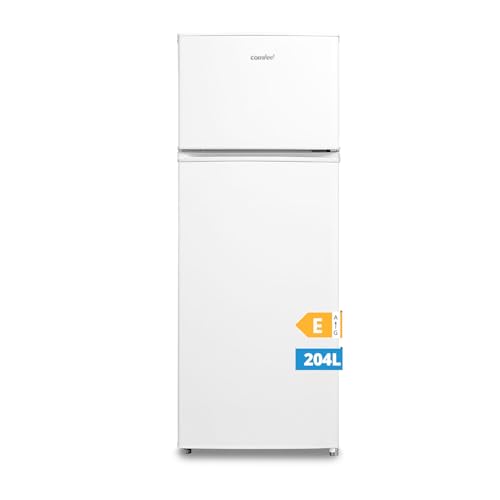 Midea MERT210FGE01 Frigo-congelatori doppia porta 204 L, Congelatore da Montare in Alto, 176kWh/annum, controllo della temperatura regolabile, Luce LED, Bianco