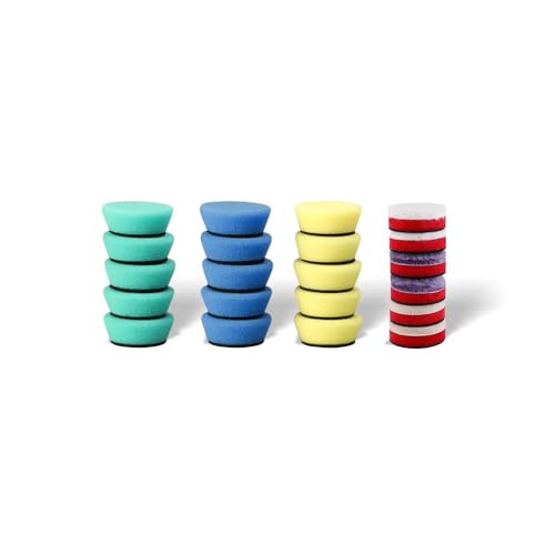 SPTA Mini Polishing Pads Set, 21 Pcs 40mm Sponge Wool Buffing Pads, Car Foam Detail Kit Mix Color for Car detail Polishing and Waxing, Small Area