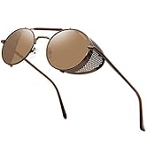 Ronsou Steampunk Style Round Vintage Polarized Sunglasses Retro Eyewear UV400 Protection Matel Frame