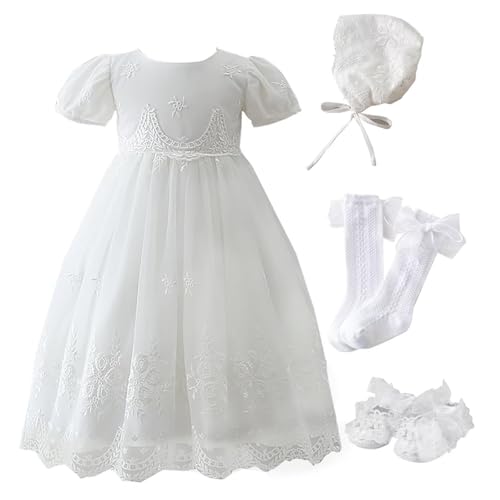 Baby Girl Christening Baptism Dress Long Blessing Gowns White Formal Wedding Dresses for Newborn