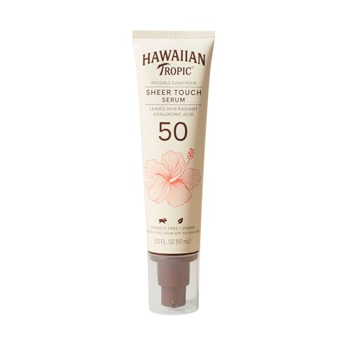 Hawaiian Tropic Sheer Touch Body Serum SPF 50, 3.3oz | Hyaluronic Acid Serum, Travel Size Sunscreen SPF 50, 3.3oz