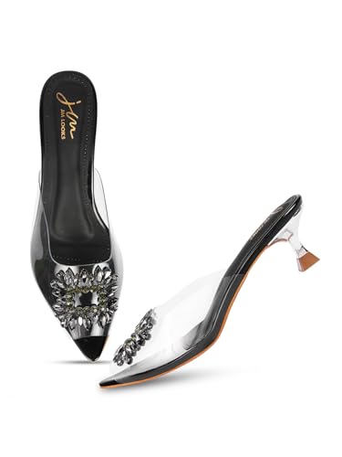 Image of JM LOOKS Comfortable and Stylish Kitten Heels Transparent Upper Sandals For women and Girls