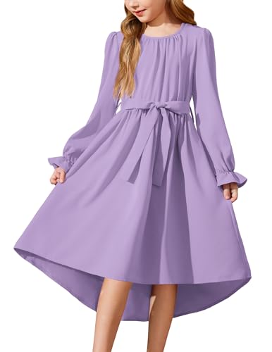 Arshiner Kleid Mädchen Festlich Langarm Abendkleid Kinder Lila Winterkleid...