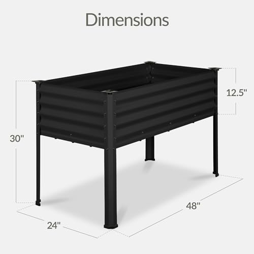 Image of Best Choice Products 48x24x30in Galvanized Raised Garden Bed, Metal Elevated Planter Box, Vegetable Garden for Backyard, Patio, Balcony, 100% Non Toxic Materials - Black