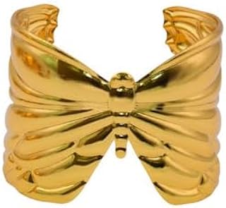 Stainless Steel Butterfly Cuff Bracelet For Girls - Gold - 80