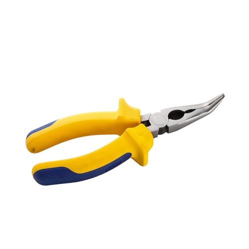 Image of TATA Agrico 6 Inch Bent Nose Plier | Forged C50 Steel Curved Jaws for Tight Spaces | Full Body Hardened | 1000V Certified Insulated TPR Grip Handle | Chrome Finish | Pack of 1