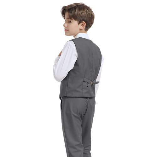 Image of Boys' Vest Slim Formal Suit Vest for Wedding Homecoming with Pockets Adjustable Back Strap, Size 2-20 Years
