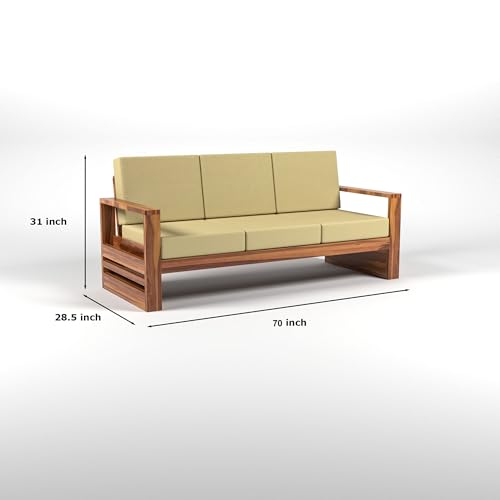 Image of Solid Sheesham Wood 5 Seater Sofa Set (3+2) - Elegant Wooden Sofa Set for Your Stylish Living Room & Home (Design 14)
