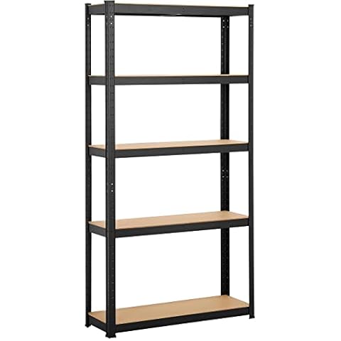 Yaheetech Lagerregal Schwerlastregal mit verstellbaren MDF-Böden, Organizer Regale für Garage, Wohnzimmer, Küche, Kellerraum 90x30x180cm/schwarz Cover