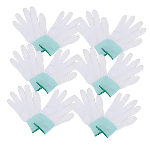 MOTHNUR 10 pares Guantes de Trabajo Recubiertos de PU para Protección Laboral Resistentes y Cómodos con Puño Verde para Uso Industrial y Jardinería