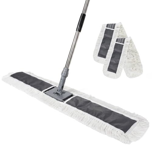 Image of 40 inch Commercial Dust Mop, Large Dust Mop with 2 Washable Pads, Grey