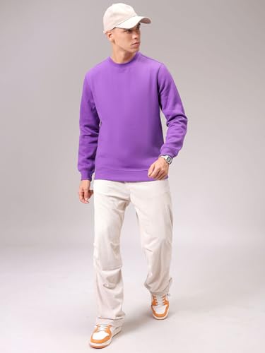 Image of The Indian Garage Co Men Regular Fit Solid Crew Neck Overhead Sweatshirt