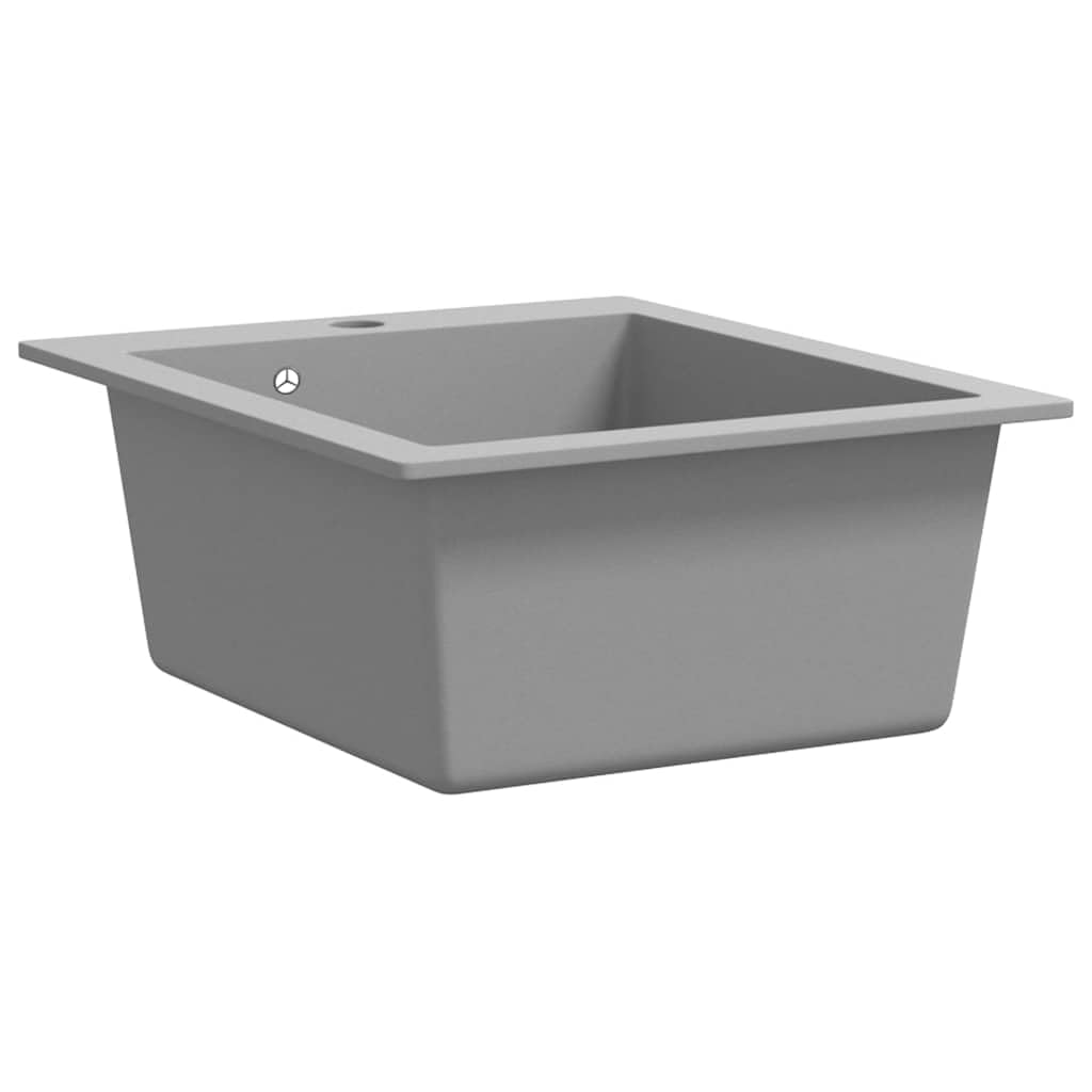 Fregadero De Cocina De Granito con Cubeta Extra Profunda, 80% Cuarzo y 20% Resina, Diseño Resistente y Compacto, kitchen sink, Fregadero Bajo Encimera, Apto Para Cocinas y Lavaderos, Gris, 425x500 mm