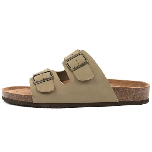 Image of Nautica Men's Sandals - Casual Slides with 2 Adjustable Buckle Straps and Cork Footbed for Ultimate Comfort and Style (Regular /Wide Width, Big Size)