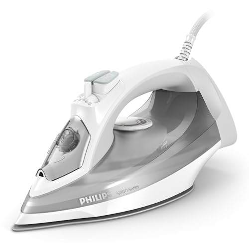 Miglior Ferro da Stiro Philips (2024) 13 Philips 5000 Series Ferro da Stiro a Vapore - 2400W ,Vapore 40g/min, Colpo di Vapore 160g, Ferro Verticale, Piastra SteamGlide Plus, Bianco/Grigio (DST5010/10)