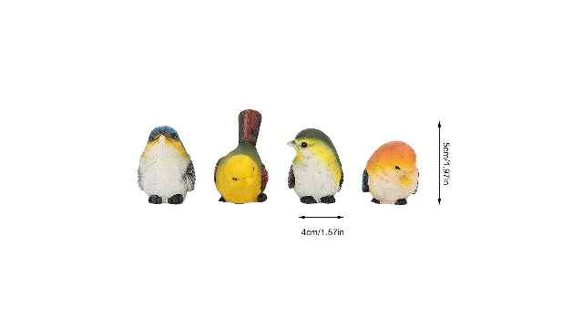 4 Mini Uccellini In Resina, Statuette Per Giardino Fatato, Micro Paesaggio, Decorazione Bonsai, Rosa - 5