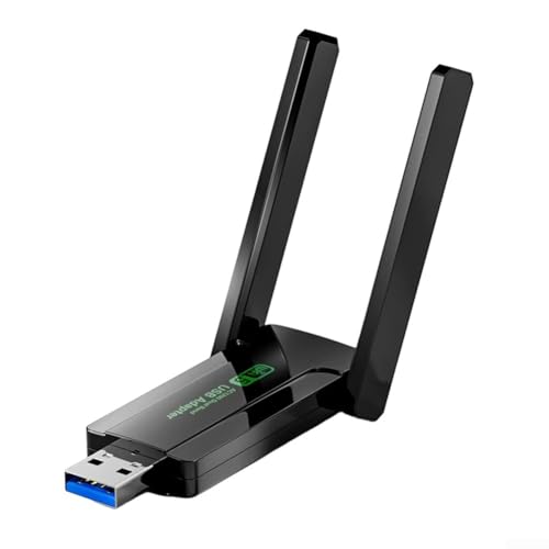 Dongle WiFi USB sin controlador de doble banda de 1300 Mbps, con antenas ajustables duales para una señal fuerte, conexión rápida para juegos, transmisión de video HD