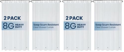 Image of LiBa Waterproof Plastic Shower Curtain - Bathroom Shower Curtain Premium PEVA Non-Toxic with Rust Proof Grommets Frosted 8G Heavy Clear Duty Bathroom Accessories 72x72 4 Pack