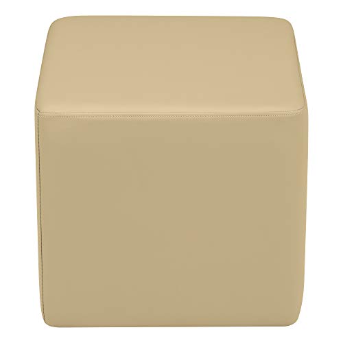 Image of Sprogs 18 inch H Structured Cube Stool -Flexible Modular Collaborative Soft Seating for Office, Home, Lounge and School Classrooms with Durable Frame & Set of 2 inch Casters Add-on -Sand
