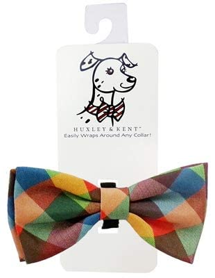 Huxley & KentPet Bow Tie for Dogs & Cats - Adjustable Collar Accessory - Cute & Comfortable for Holidays & Celebrations - Fall Check, Large