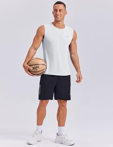PINSPARK Herren Tanktops Rundhals Weich Muskelshirt Ärmelloses UPF 50+ Summer Funktionsshirt Bodybuilding Outdoor Fitness Ärmelloser Shirt Weiß XXL 3