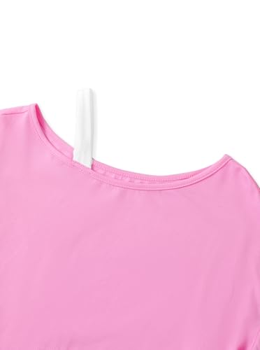 Image of Girls Off The Shoulder Tops Asymmetrical Short Sleeve Crop Top Cute Summer Tee Shirts