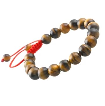 GAYEGF Braccialetto da donna regolabile in macramè con perline di cristallo naturale da 8 mm, colore: rosso, Pietra