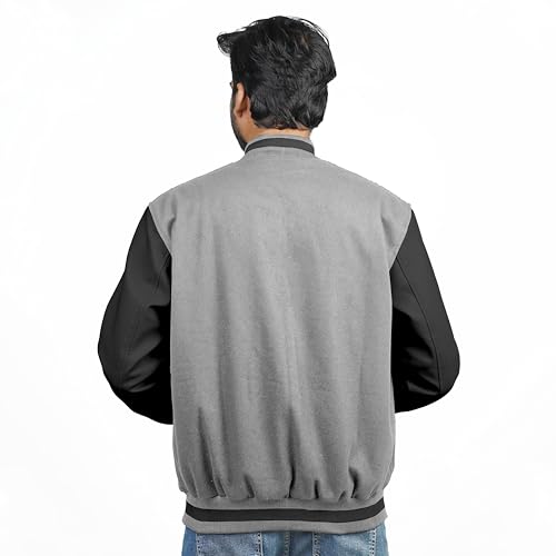 Image of Men's Fashion Varsity Jacket Causal Slim Fit Wool Letterman Baseball Bomber Jackets