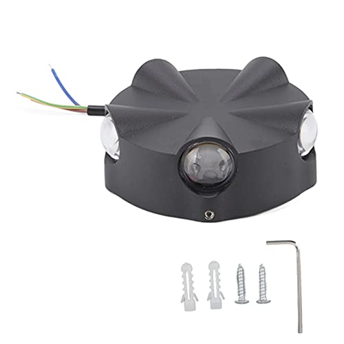 XZXCVN Luz de Pared LED, Aplique Exterior Redondo Aluminio 5W Negro - Iluminación de Cinco Caras, Diseño Impermeable, Ideal para Jardines y Pasillos