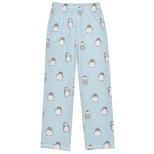 Boy's Pants Happy Running Penguin Blue Jogger Pants Elastic Waist Long Bottoms Trousers with Pockets 6-14 Years