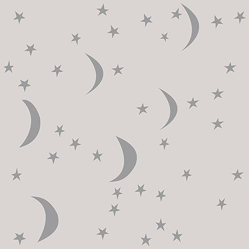 Image of Kayra Decor Large Night Sky Moon & Stars Kids Paint Wall Stencil -Pack of 1, Sheet Size 24 x 24 inch /Design Size 22 x 22 inch.