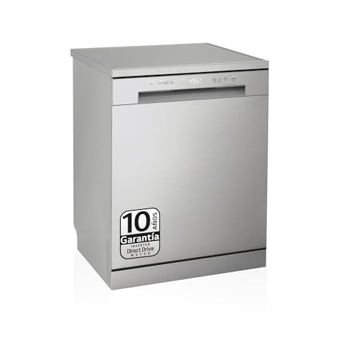 LG DF141FV - Lavavajillas 60 centímetros, capacidad de 14 L, con función QuadWash Direct Drive, Eficiencia D, Color Inox Antihuellas