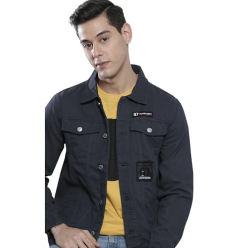 Image of The Indian Garage Co Men Grey Slim Fit Solid Trucker Jacket