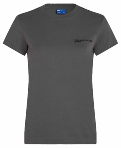 Karl Lagerfeld Jeans, Women's, Short Sleeve Essential Logo tee, Slim Fit Camiseta, Gris, XS Mujeres