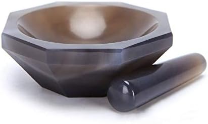 ID: 60MM Lab Grinding Natural Agate Mortar and Pestle Set Internal Diameter 60mm