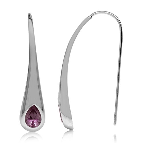 Silvershake Simulated Color Change Alexandrite White Gold Plated 925 Sterling Silver Modern Style Hook Earrings