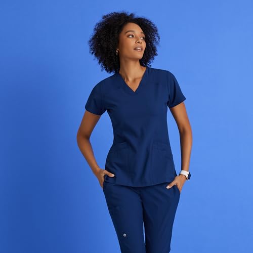 Barco One Pulse Classic Fit Scrub Top for Women – Black, 5-Pocket V-Neck Scrub Shirt w/ 360 Spandex Stretch, Moisture Wicking, Anti-Static and Quick-Shed – Large, Regular Fit by BARCO - Image 3
