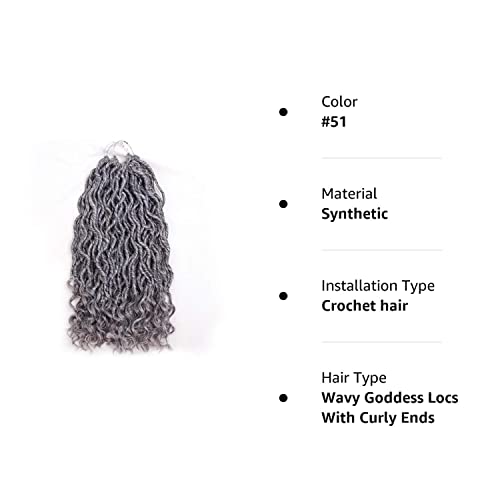 Mobok 6Pcs/Lot Goddess Locs Faux Locs Crochet Twist Braiding Soft Synthetic Hair Extension (51), 14 Inch (Pack Of 6) #TOP7