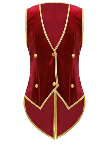 Boys Medieval Velvet Tailcoat Halloween Kids Steampunk Victorian Vintage V-Neck Tuxedo Vest