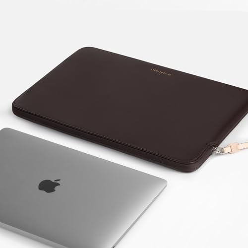 Image of Comfyable Leather Laptop Sleeve Compatible with MacBook Pro /Air, 16 /15 Inch Computer Sleeve, Mac Travel Case, Laptop Protective Pouch, Leather Laptop Cover M4 /M3 /M2 /M1 2024-2021, Chocolate