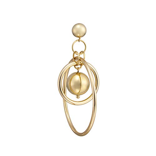 ViaTORY 20K Gold plated brass ball earring with 925 silver post, with 20K gold plated c.c.b ball galaxy structure design dropped earring for womens (Single earring)