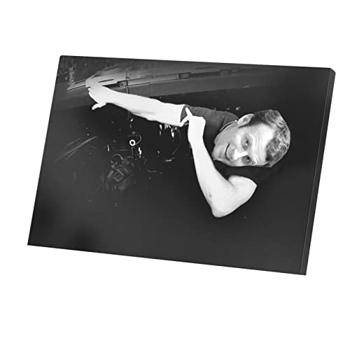 Tableau Macron Dab toile imprimée 90x60cm décoration photo noir et blanc