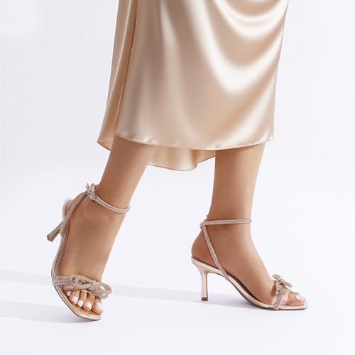 DREAM PAIRS Women's Rhinestone Ankle Strap Dress Sandals - Image 3
