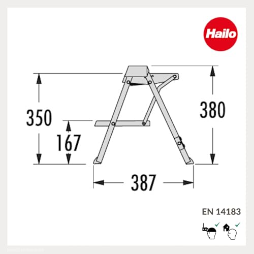 Hailo Stepfix Klappleiter 4410001 – 2-stufige Sicherheitsleiter der 3. Generation