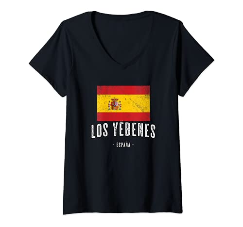 Mujer Los Yébenes España | Souvenir - Ciudad - Bandera - Camiseta Cuello V